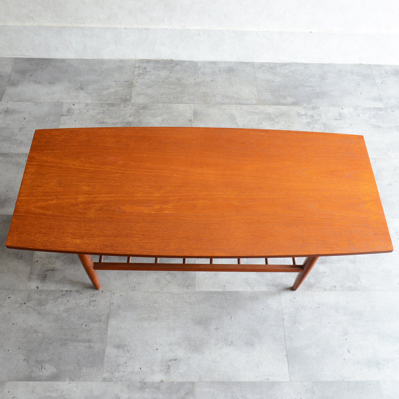 60S ラダー棚付きチーク ローテーブル 31 (天板剝離再塗装済)