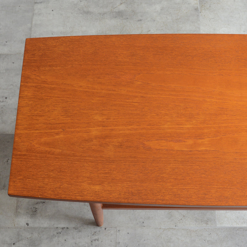 60S ラダー棚付きチーク ローテーブル 31 (天板剝離再塗装済)