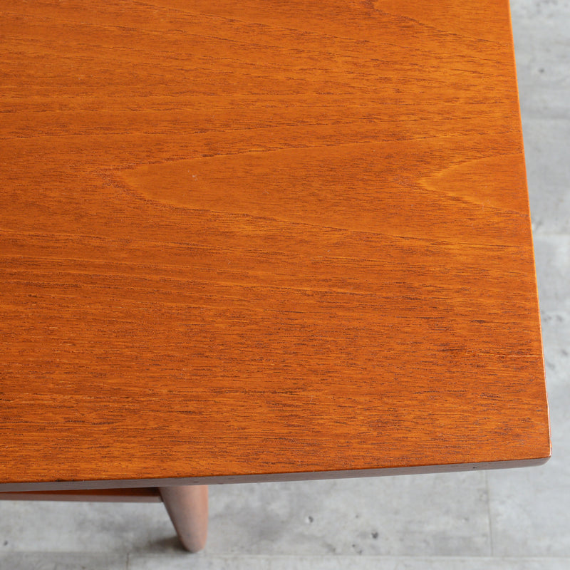 60S ラダー棚付きチーク ローテーブル 31 (天板剝離再塗装済)