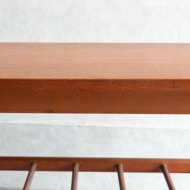 60S ラダー棚付きチーク ローテーブル 31 (天板剝離再塗装済)