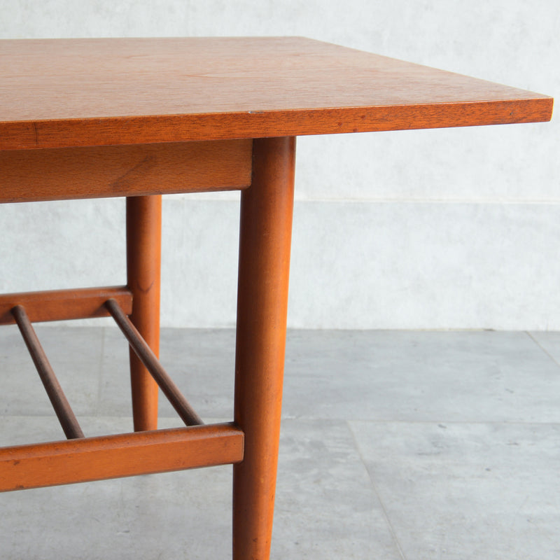 60S ラダー棚付きチーク ローテーブル 31 (天板剝離再塗装済)