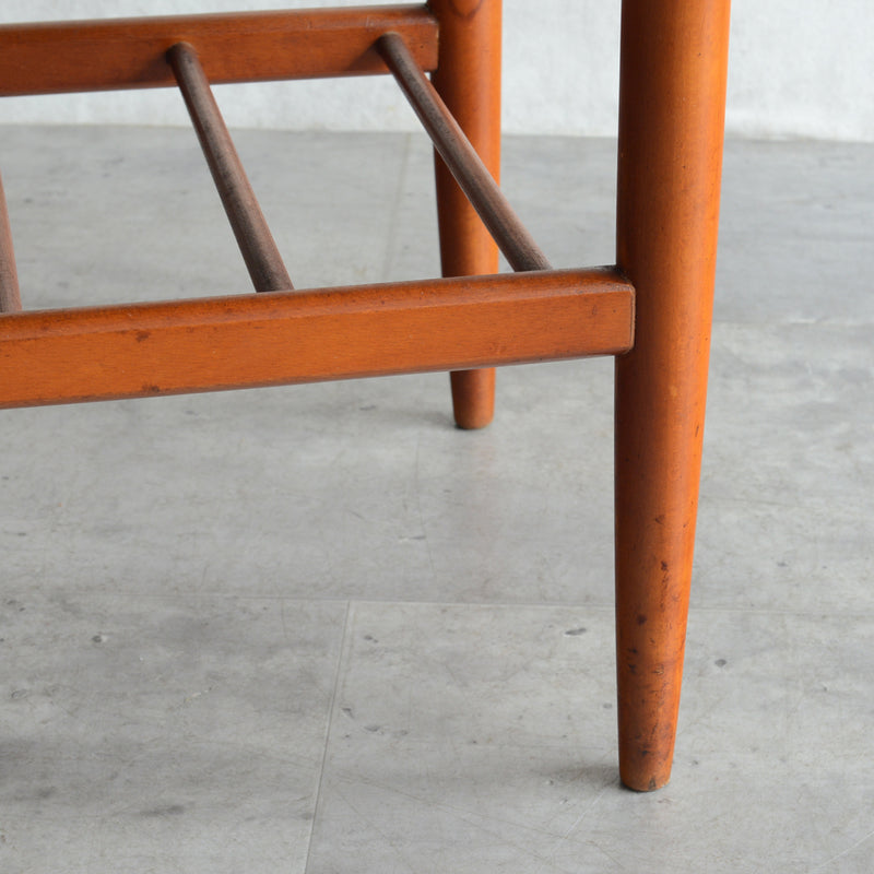 60S ラダー棚付きチーク ローテーブル 31 (天板剝離再塗装済)