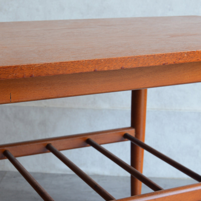 60S ラダー棚付きチーク ローテーブル 31 (天板剝離再塗装済)