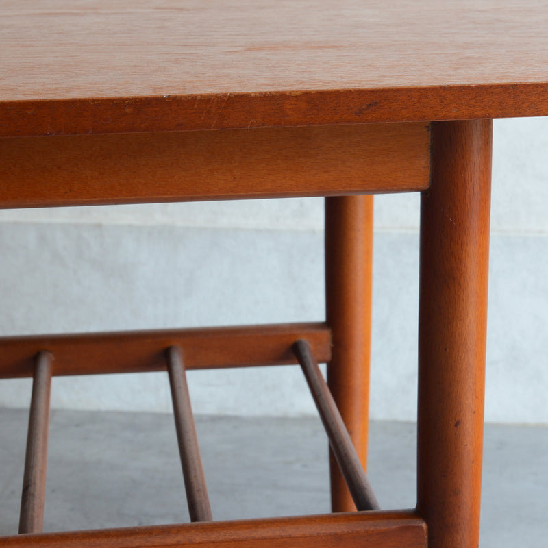 60S ラダー棚付きチーク ローテーブル 31 (天板剝離再塗装済)