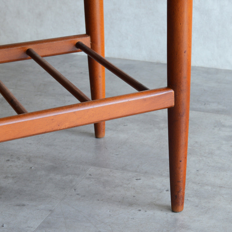 60S ラダー棚付きチーク ローテーブル 31 (天板剝離再塗装済)