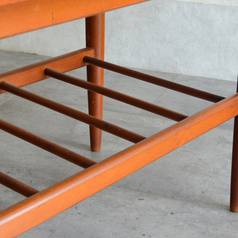 60S ラダー棚付きチーク ローテーブル 31 (天板剝離再塗装済)