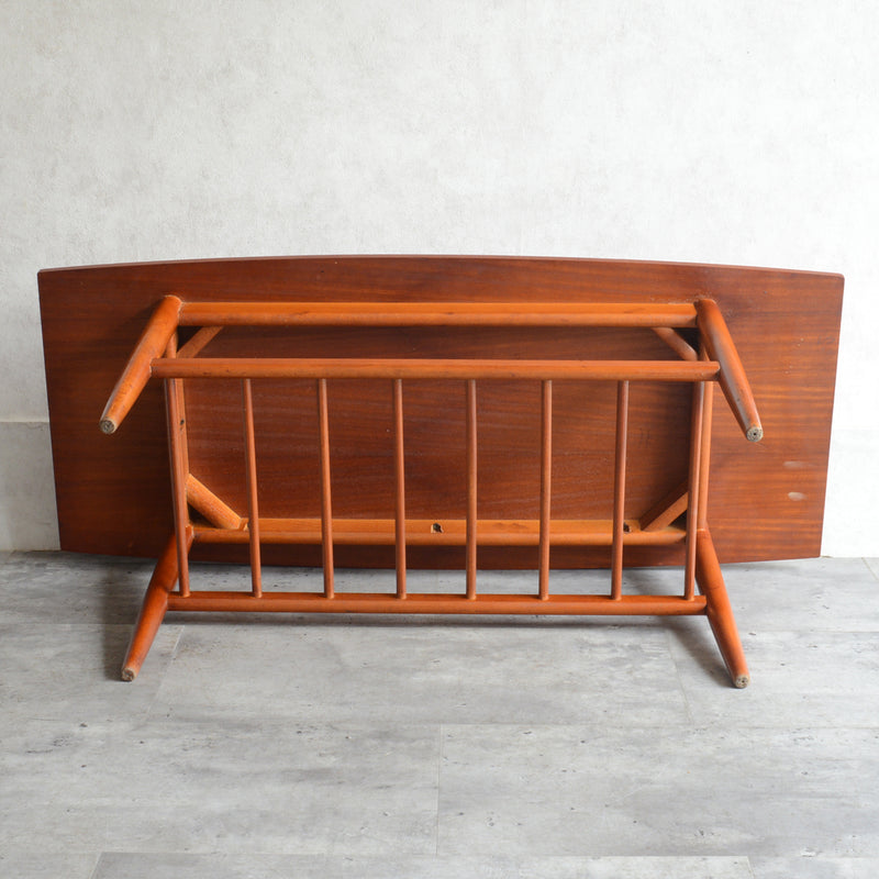 60S ラダー棚付きチーク ローテーブル 31 (天板剝離再塗装済)