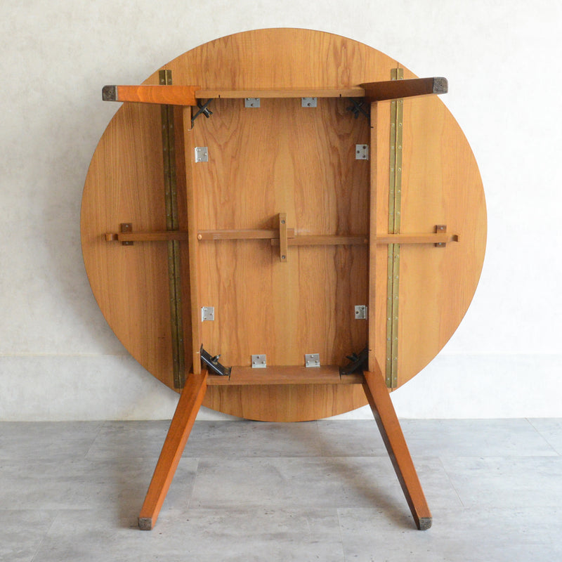 ミッドセンチュリー バタフライ ラウンド テーブル10（天板剥離再塗装済）