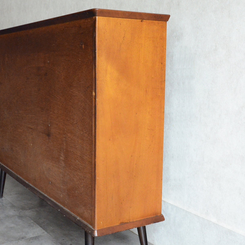 ミッドセンンチュリー ヴィンテージ　ガラスキャビネット 73(木扉付）