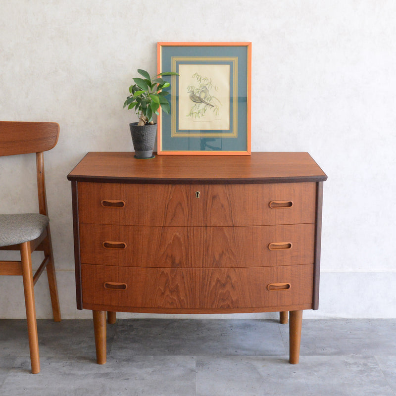 デンマークヴィンテージ  チーク 3段チェスト(鍵付） C-1