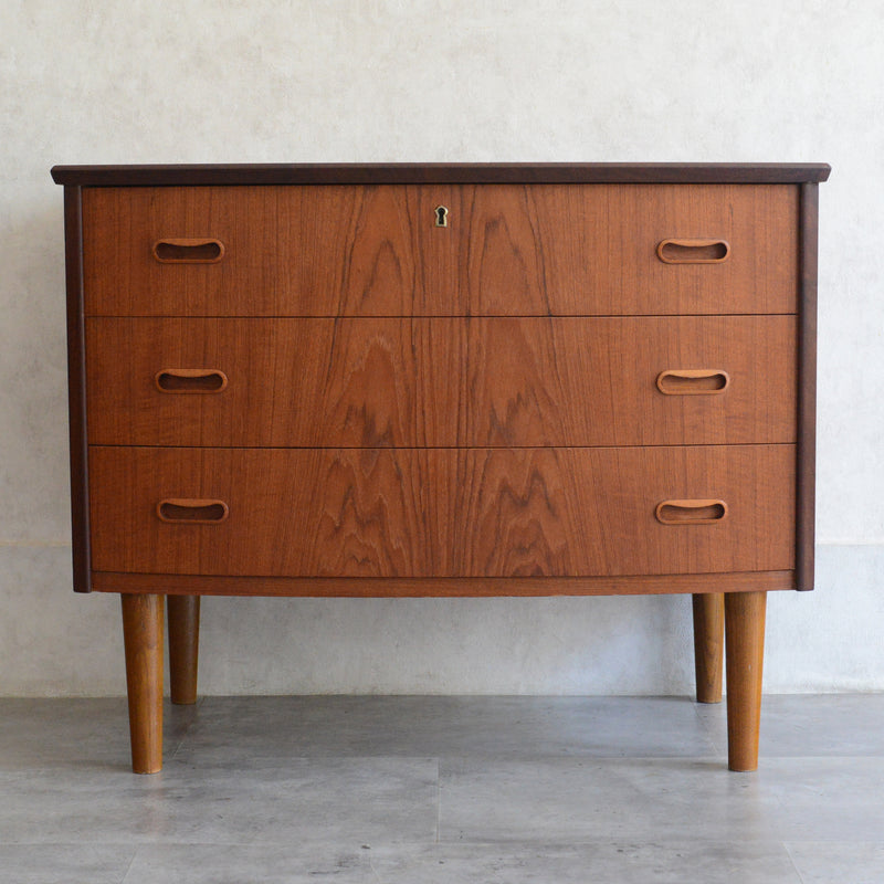 デンマークヴィンテージ  チーク 3段チェスト(鍵付） C-1