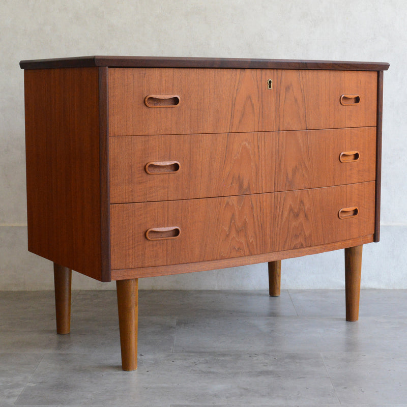 デンマークヴィンテージ  チーク 3段チェスト(鍵付） C-1