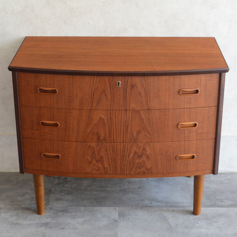 デンマークヴィンテージ  チーク 3段チェスト(鍵付） C-1