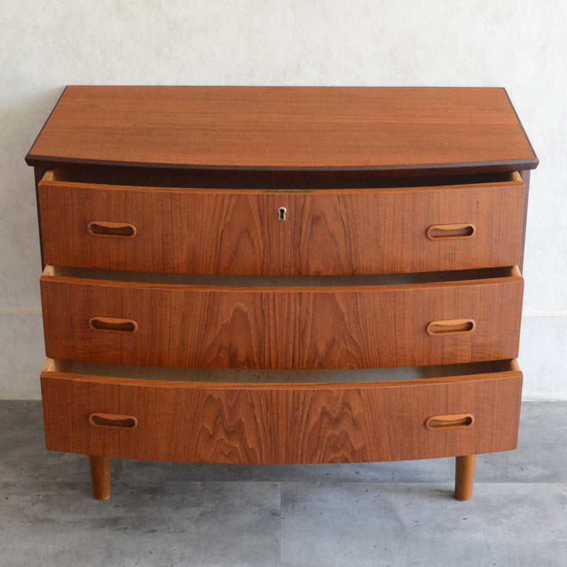 デンマークヴィンテージ  チーク 3段チェスト(鍵付） C-1