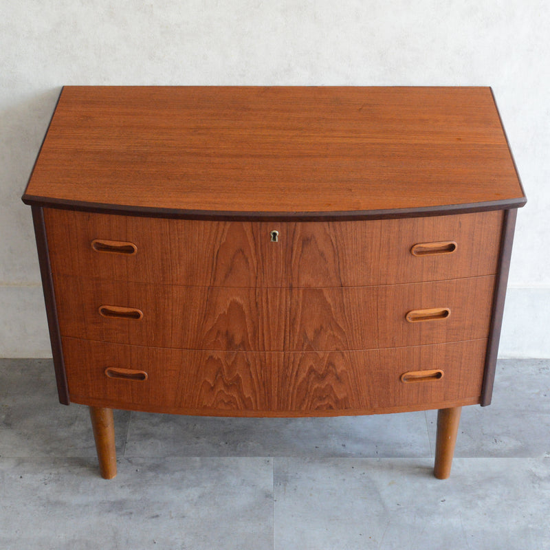 デンマークヴィンテージ  チーク 3段チェスト(鍵付） C-1