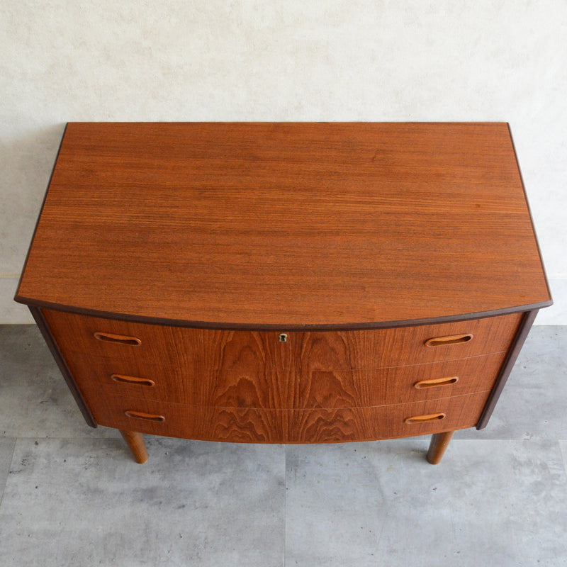 デンマークヴィンテージ  チーク 3段チェスト(鍵付） C-1