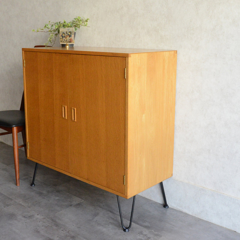 60S オークキャビネット/レコードキャビネット 02（天板剥離再塗装済）