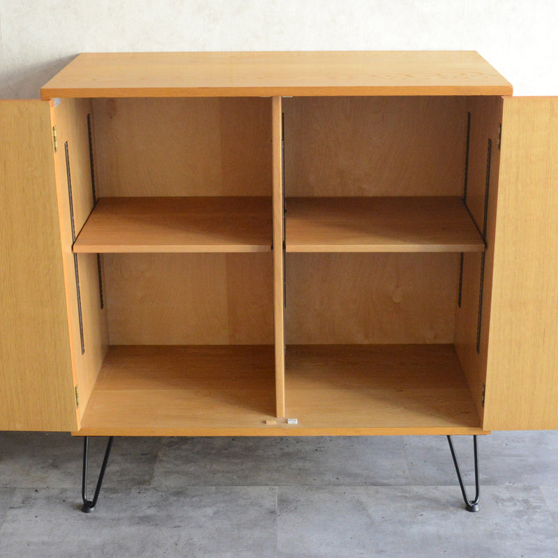 60S オークキャビネット/レコードキャビネット 02（天板剥離再塗装済）