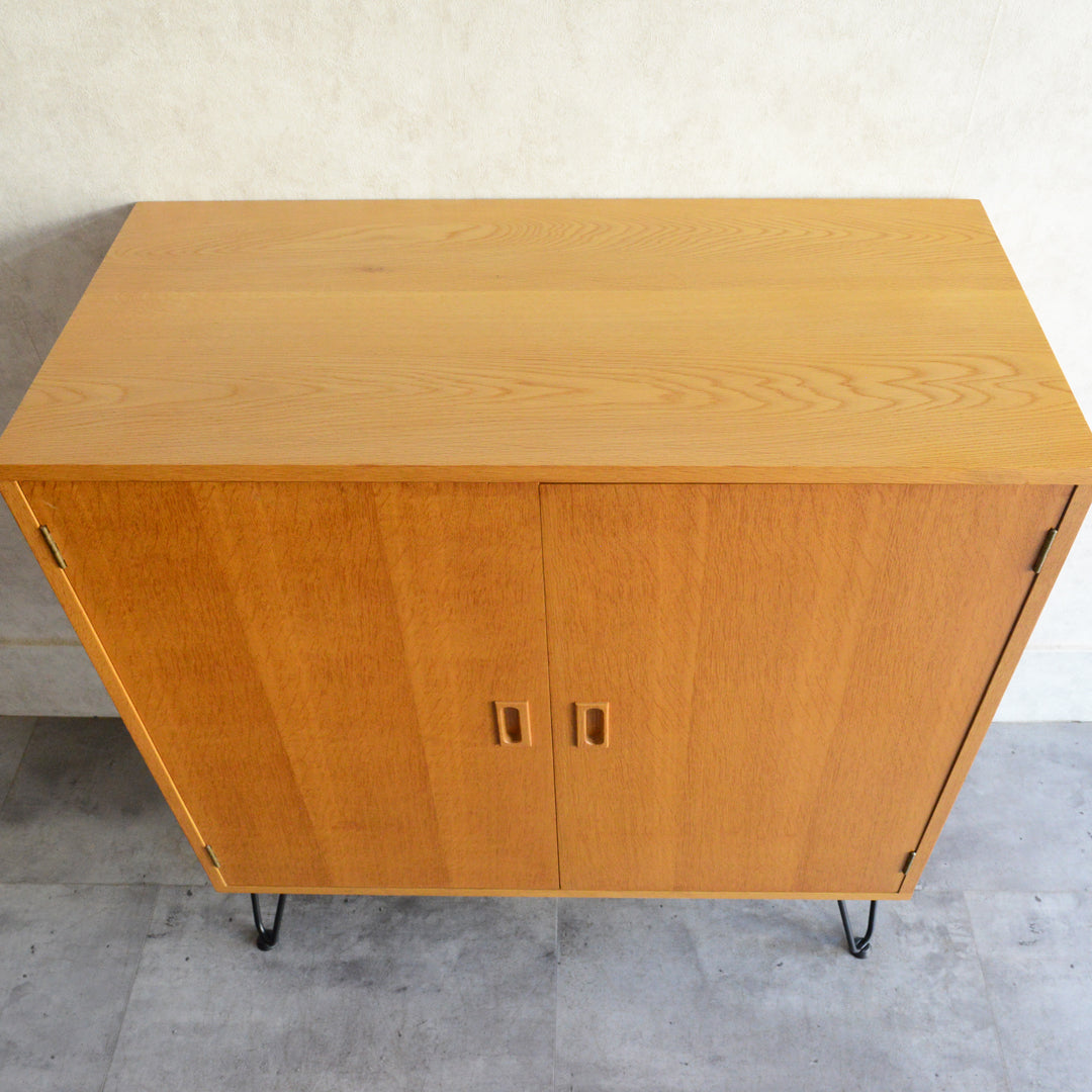 60S オークキャビネット/レコードキャビネット 02（天板剥離再塗装済）