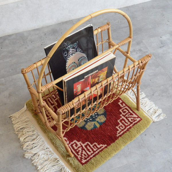 ラタン マガジンラック ブラウン　ヴィンテージ ラタン マガジンラック ブラウン ヴィンテージ