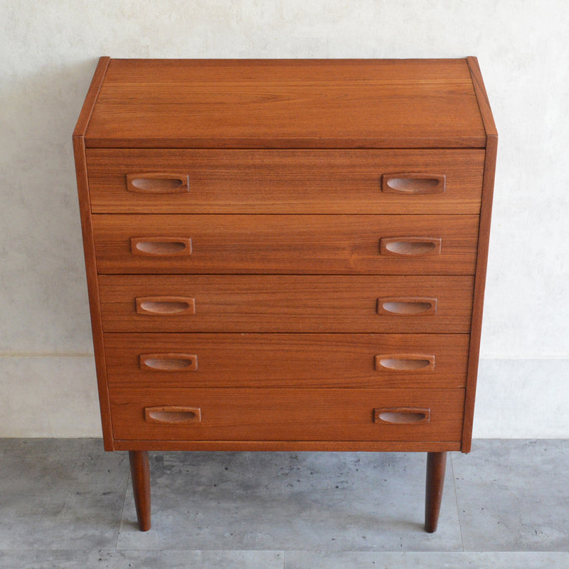 デンマークヴィンテージ  チーク５段スモールチェスト D-７