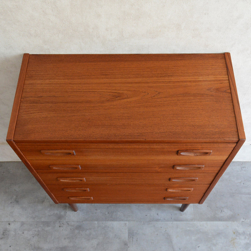 デンマークヴィンテージ  チーク５段スモールチェスト D-７