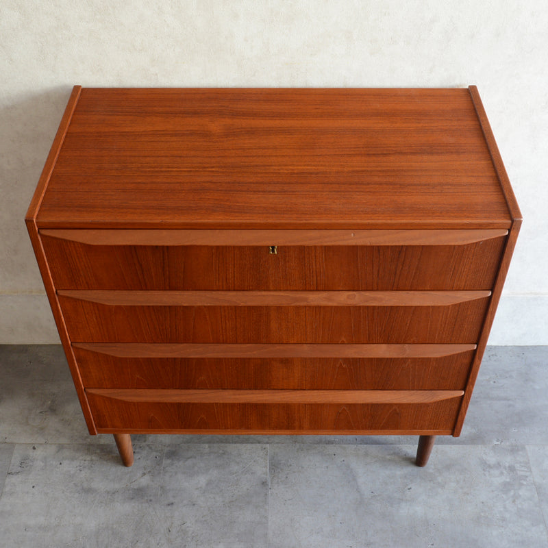 デンマーク ヴィンテージ  チーク ４段チェスト 5-41 (ウッドオイル仕上）