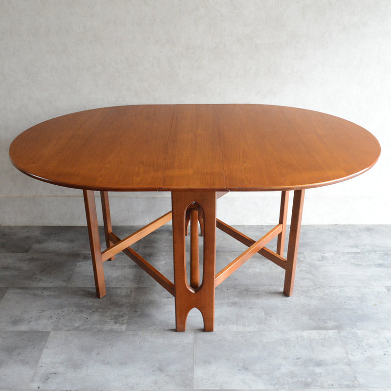 Jentique ジェンティーク　ゲートレッグテーブル28（オーバル・天板剝離再塗装済）