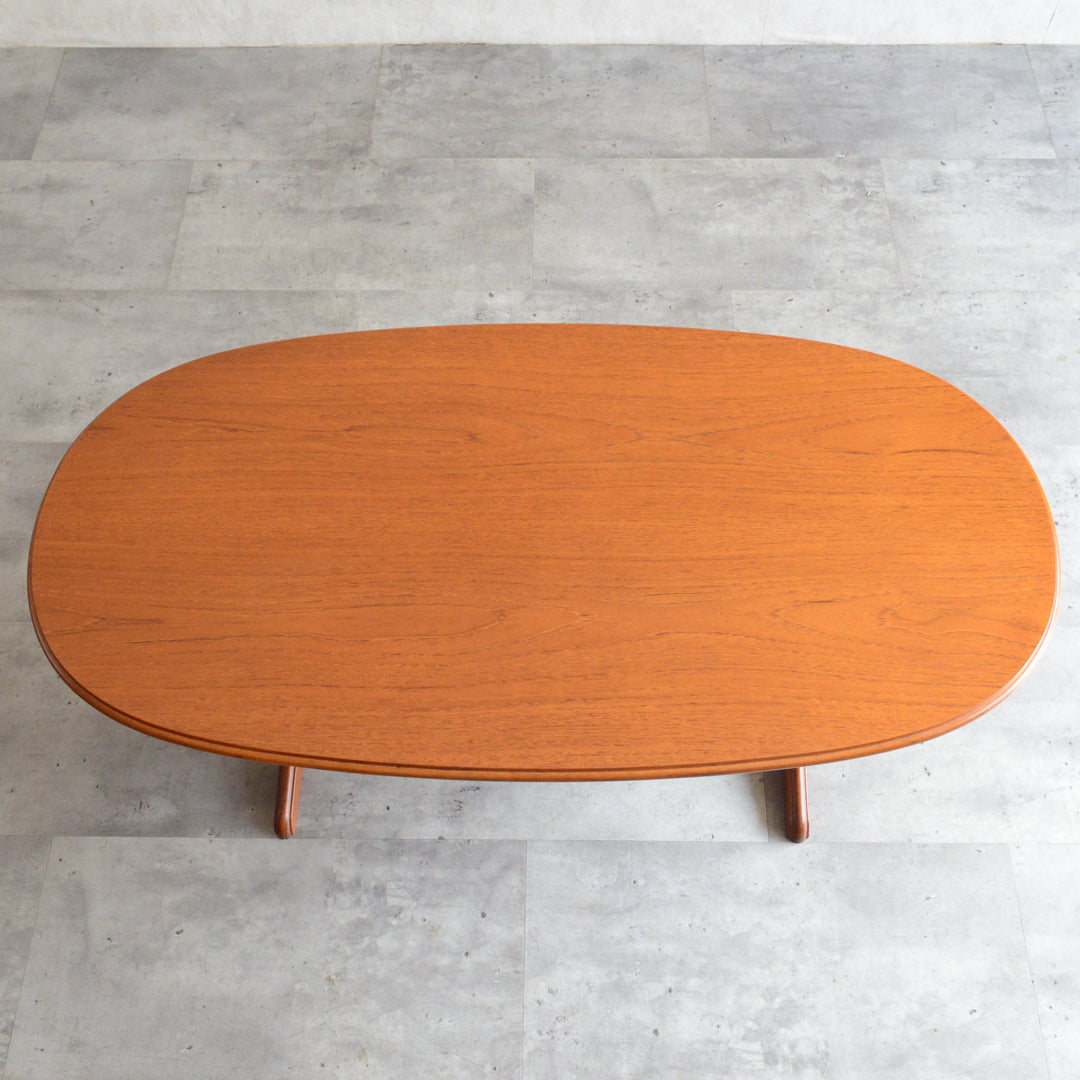 ミッドセンチュリー ヴィンテージ　オーバル ローテーブル 51(天板剥離再塗装済）