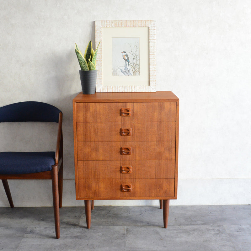 デンマーク ヴィンテージ  チーク チェスト 5段  6-15(ウッドオイル仕上）