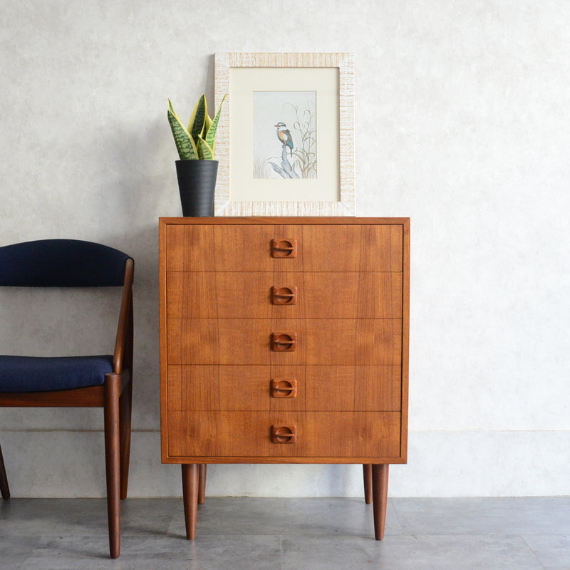 デンマーク ヴィンテージ  チーク チェスト 5段  6-15(ウッドオイル仕上）