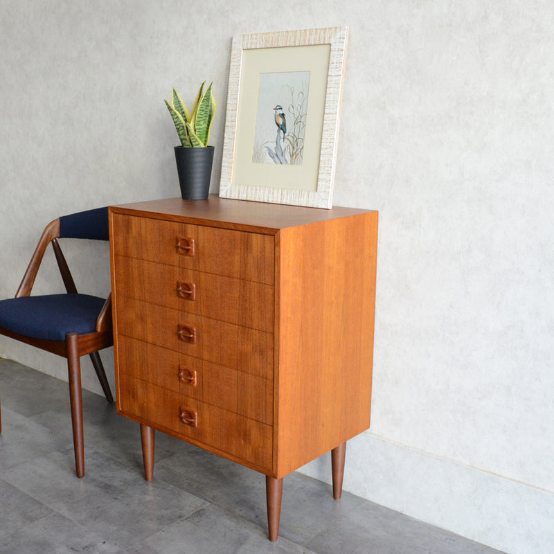 デンマーク ヴィンテージ  チーク チェスト 5段  6-15(ウッドオイル仕上）