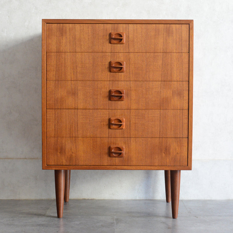 デンマーク ヴィンテージ  チーク チェスト 5段  6-15(ウッドオイル仕上）