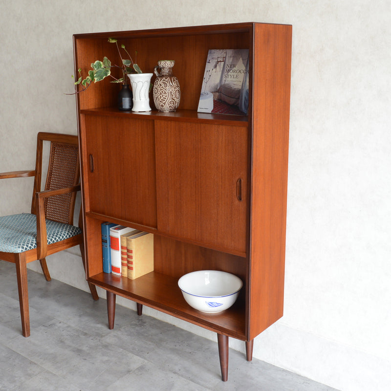 デンマーク ヴィンテージ　木扉付チークシェルフ5-10（オイル仕上）