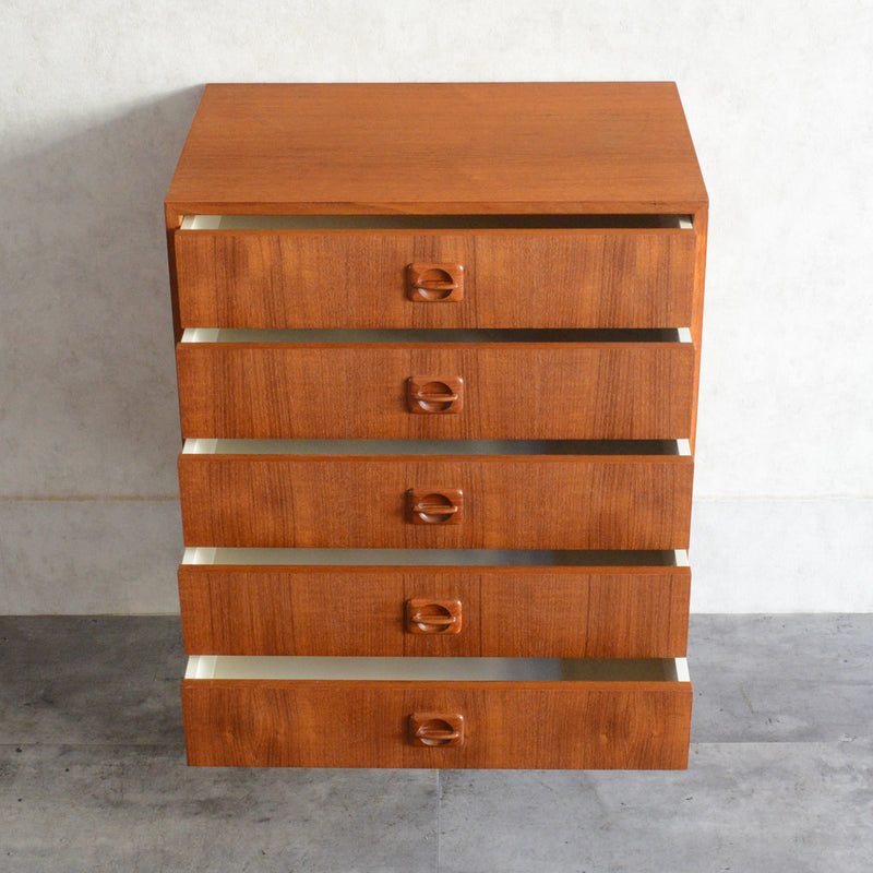 デンマーク ヴィンテージ  チーク チェスト 5段  6-15(ウッドオイル仕上）