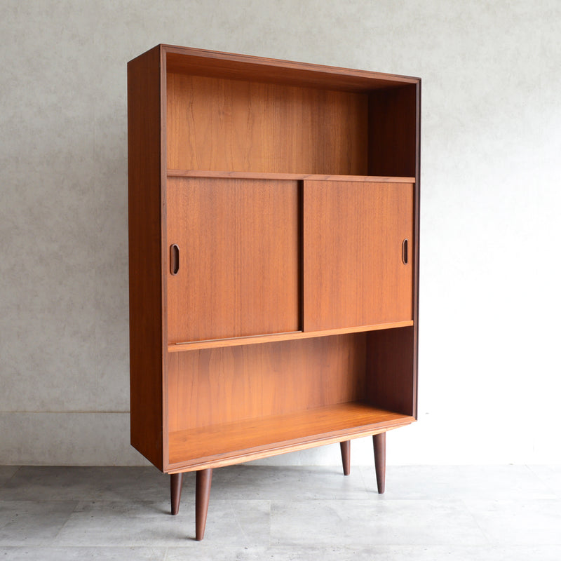 デンマーク ヴィンテージ　木扉付チークシェルフ5-10（オイル仕上）