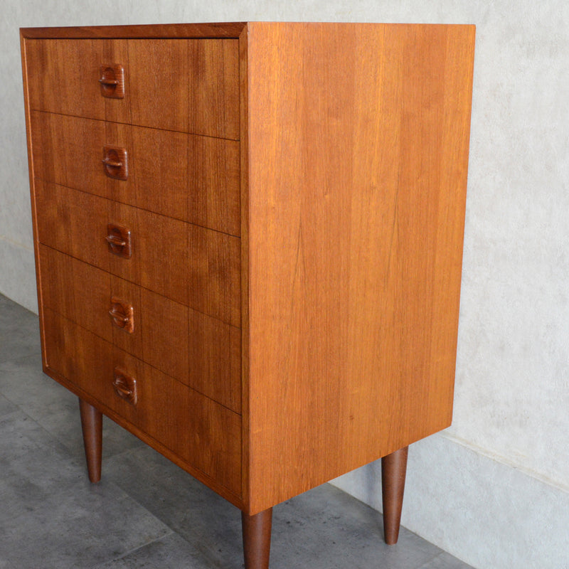 デンマーク ヴィンテージ  チーク チェスト 5段  6-15(ウッドオイル仕上）