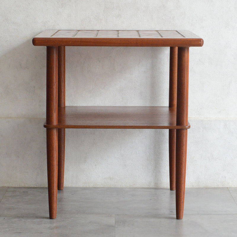デンマークヴィンテージ ブラウンタイル チークサイドテーブル 8-62