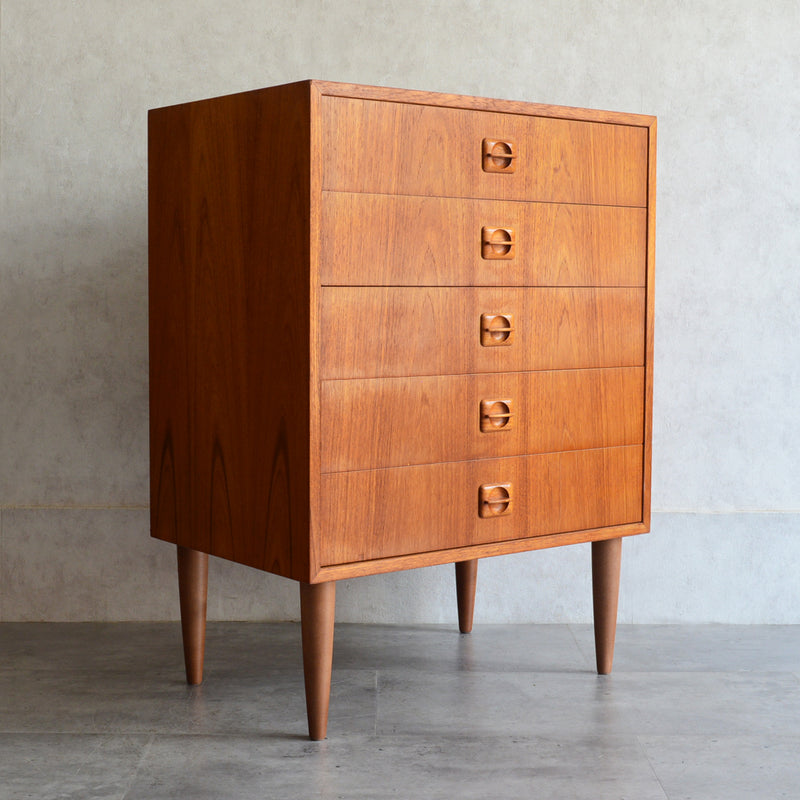 デンマーク ヴィンテージ  チーク 5段チェスト 5-32 (ウッドオイル仕上）