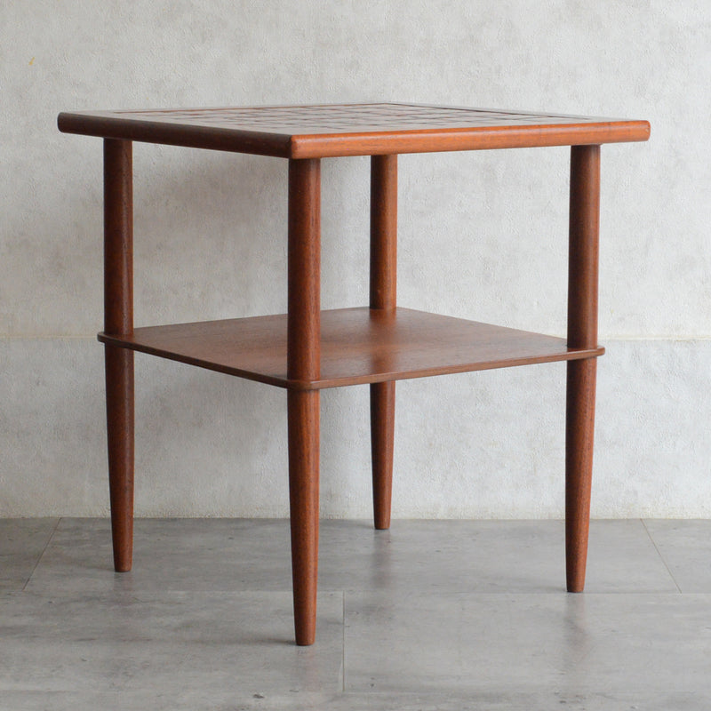 デンマークヴィンテージ ブラウンタイル チークサイドテーブル 8-62