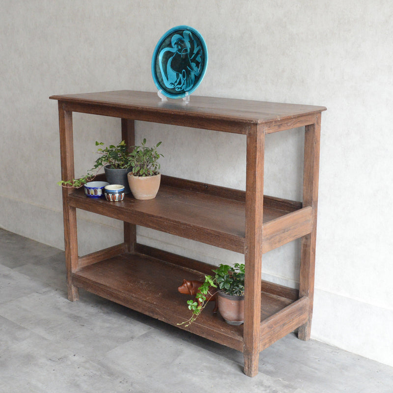 ヴィンテージ 無垢チーク　２段シェルフ　07