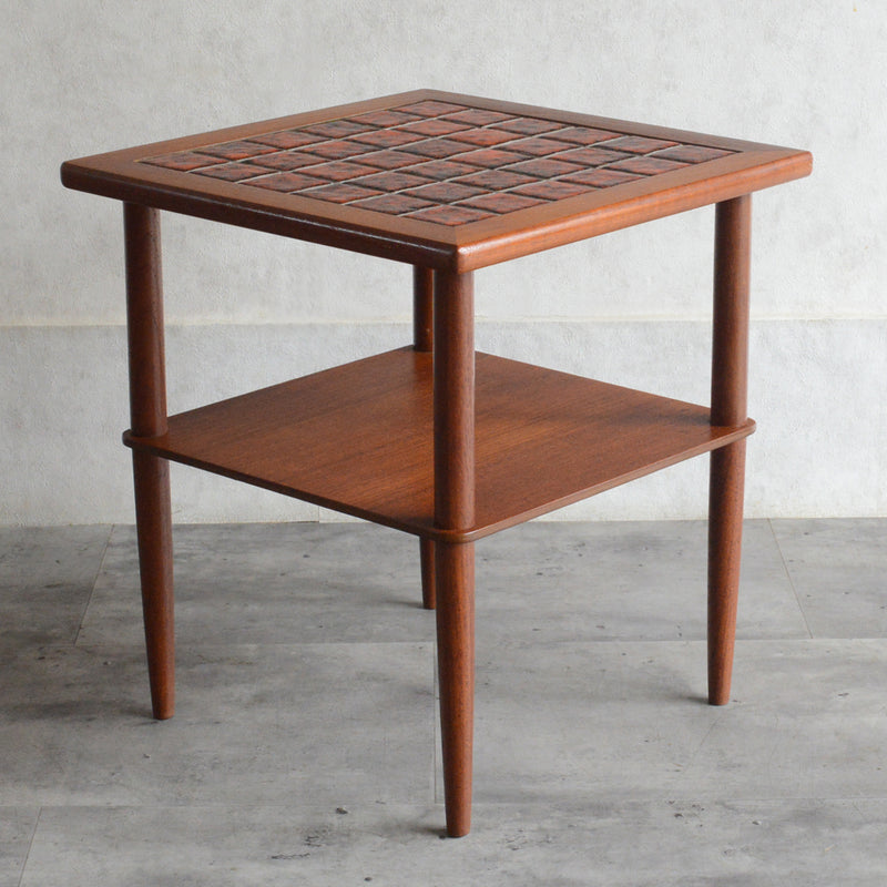 デンマークヴィンテージ ブラウンタイル チークサイドテーブル 8-62