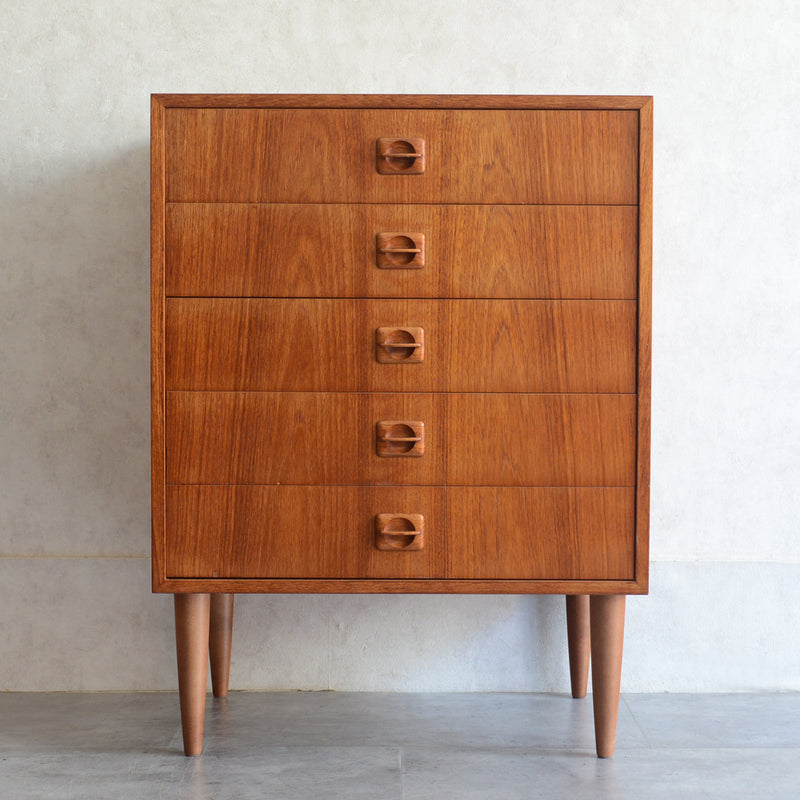 デンマーク ヴィンテージ  チーク 5段チェスト 5-32 (ウッドオイル仕上）