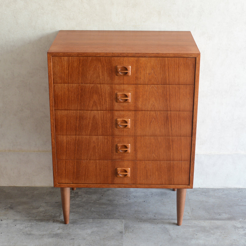 デンマーク ヴィンテージ  チーク 5段チェスト 5-32 (ウッドオイル仕上）