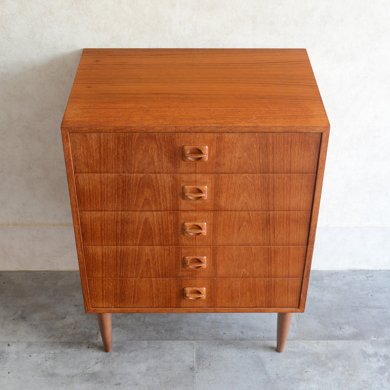 デンマーク ヴィンテージ  チーク 5段チェスト 5-32 (ウッドオイル仕上）