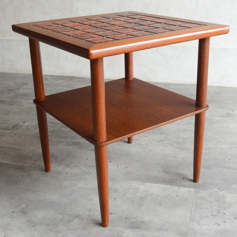 デンマークヴィンテージ ブラウンタイル チークサイドテーブル 8-62