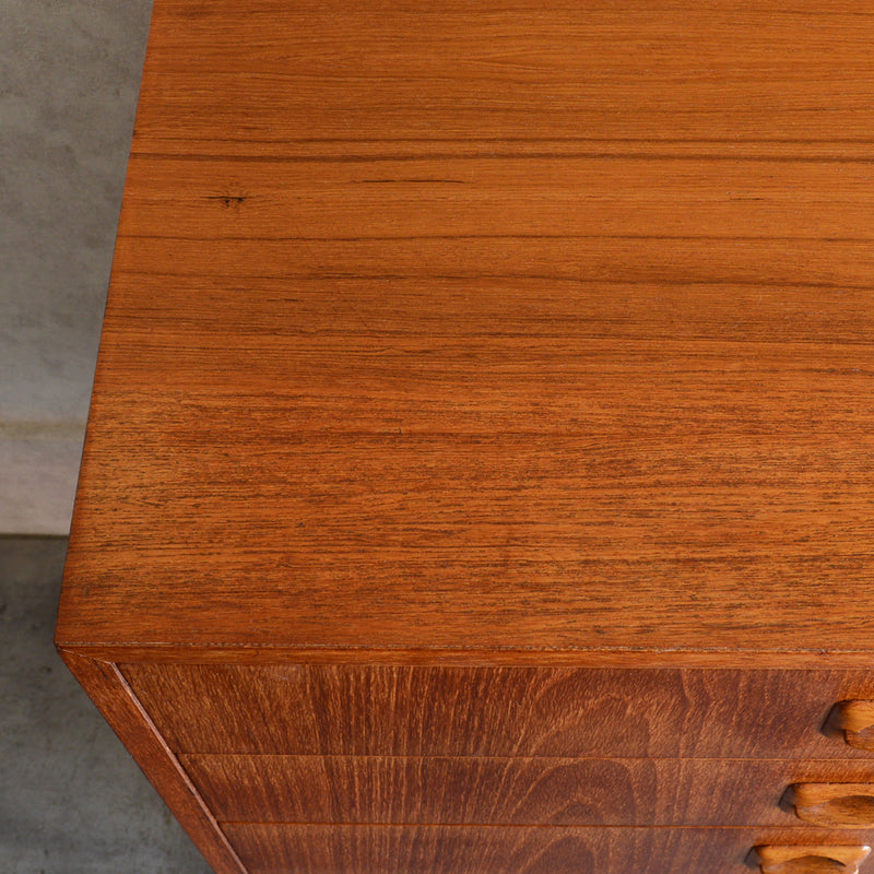 デンマーク ヴィンテージ  チーク 5段チェスト 5-32 (ウッドオイル仕上）