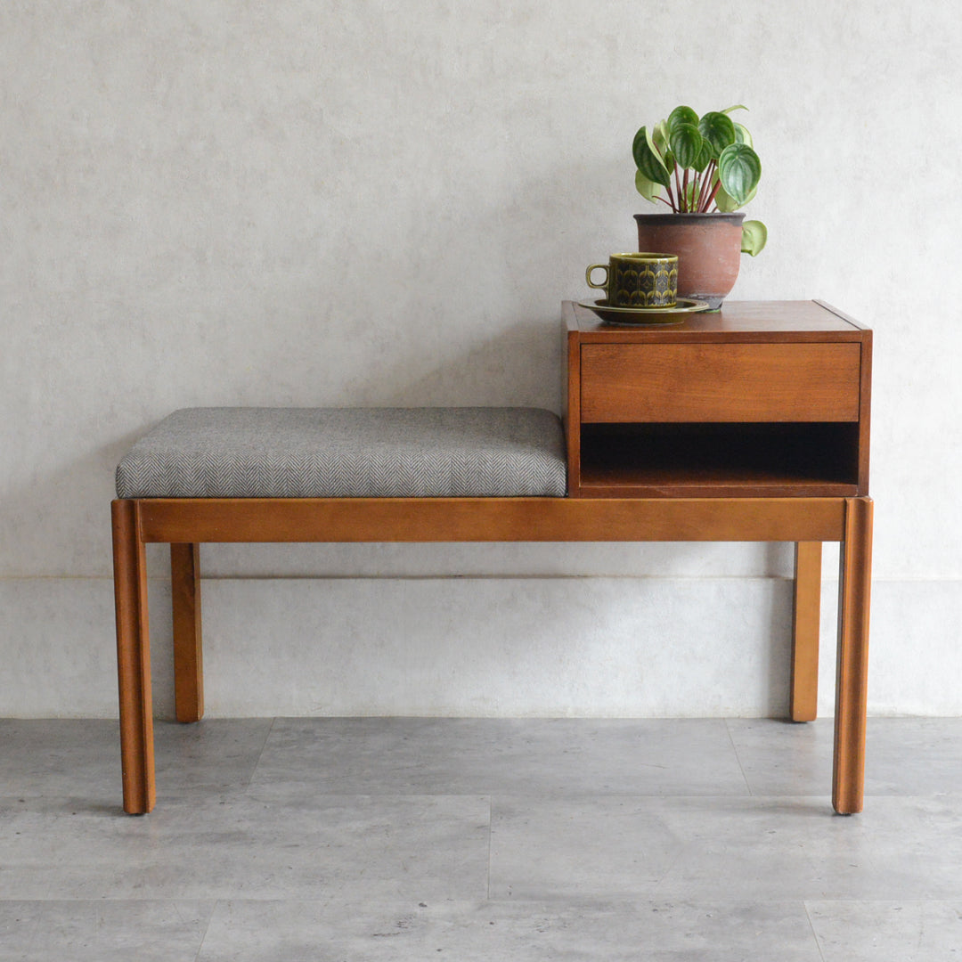 ミッドセンチュリー　テレフォンベンチ(抽斗付）11