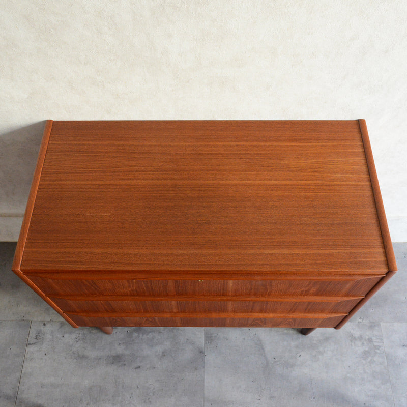 デンマークヴィンテージ  チーク３段チェスト5-172(鍵付）