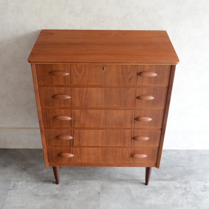 デンマーク ヴィンテージ  チーク 5段チェスト 5-53